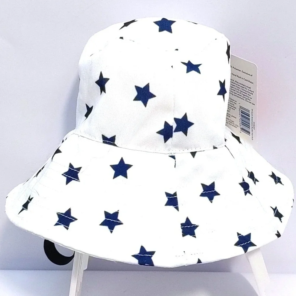 Top Paw Americana Dog Bucket Hat White Stars Patriotic 4th of July Med/Lrg NWT